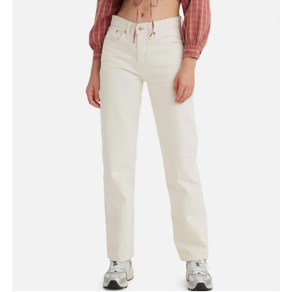 NWT Levi's Low Pro Mid Rise Straight Leg Ivory/Cream 100% Cotton Jeans 31x30 - Picture 1 of 10